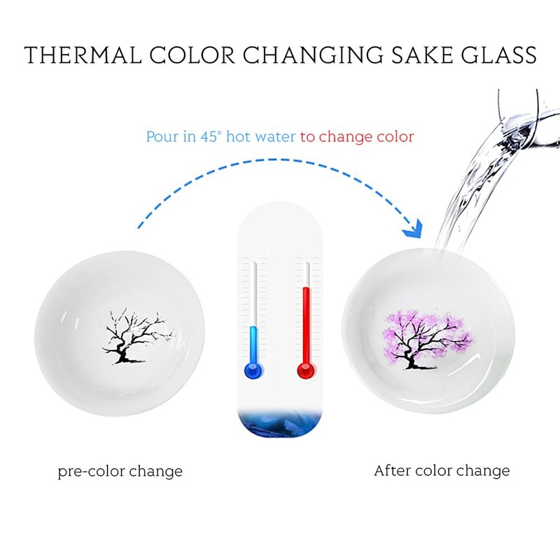 Glomora Cold&Hot Temperature Two-way Color Changing Sakura Sake Cup, Japanese