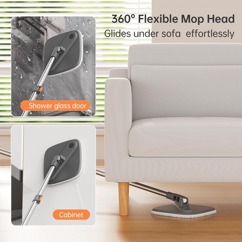 KZKR Spin Mop and Bucket Set with 6 Replaceable Microfiber