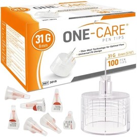 ONE-CARE Agujas Para Bolígrafos, 31 G X 8 Mm, Caja De 100, Ajuste Universal