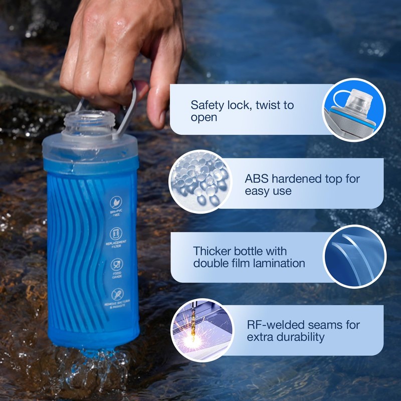 joypur Water Bottle with Filter - Foldable Water Filter Outdoor
