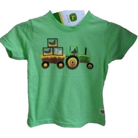 John Deere Do Good Today Boys T-Shirt Lime Green Tractor Chickens 2T Or 4T