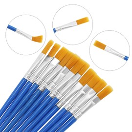 QWORK® 60 Pcs Paint Brushes, 7 mm Flat Paint Brush, for Detail Painting, Watercolor Painting