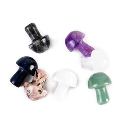 YGLINE Natural Healing Crystals Mushroom Sculpture Hand Carved Gemstone Decor