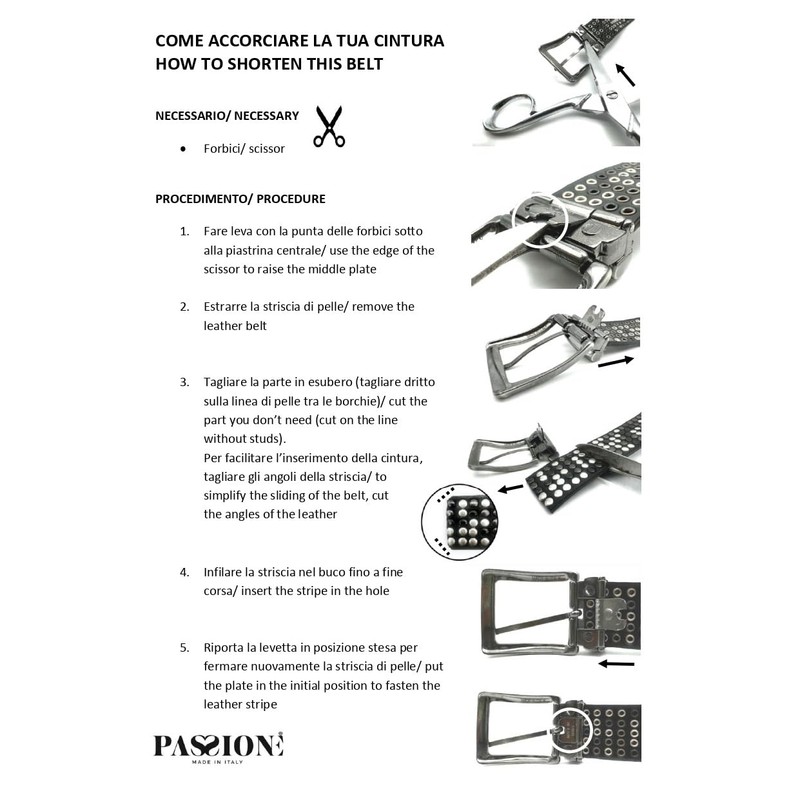 PASSIONE Belt H 35 mm - Genuine Leather Colour Black