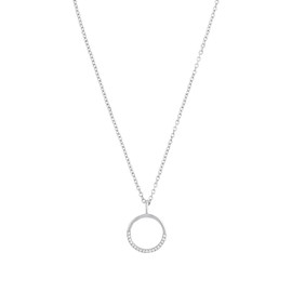 s.Oliver women's chain with x-pendant, 925 sterling silver, rhodium plated, cubic zirconia, 42 cm and 3 cm, white