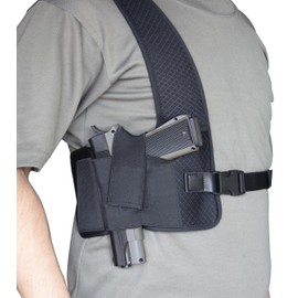 HOGIKUO Universal Shoulder Holster，Chest Holster,Concealed Shoulder Holster for Men,Fits 1911,M&P Shield 9mm, Glock 19,Sig P365,S&W Bodyguard and More（Left Hand）