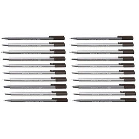 Staedtler Black 0.3mm Triplus Fineliner Fine Line Pens Superfine Dry Safe & Washes Out of Most Textiles (Pack of 20)