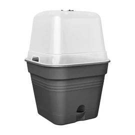 elho Green Basics Allin1 25 Square Propagation Pot, Flower Pot for Growing, 100% Recycled Plastic, Diameter 24.5 x Height 20.7 cm, Black/Living Black