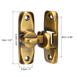sourcing map 90/180 Degree Barn Door Lock, No Drilling Zinc Alloy Flip Gate Sliding Latches, Portable Security Door Lock Latch for Kitchen Cabinet Push/Sliding/Barn Door, Brass