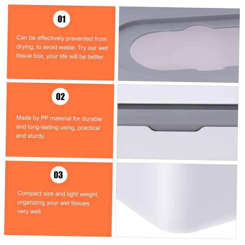 GLEAVI 1Pc Capacity Tissue Box Grey Material Wet and Dry