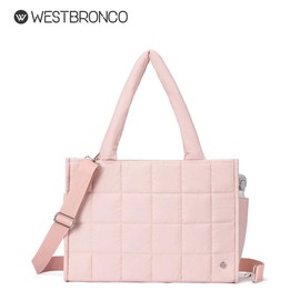 WESTBRONCO [Large Version]WESTBRONCO Puffer Tote Bag Quilted Shoulder Crossbody Women Mom Bag Nylon Handle Handbag for Everyday,Gym,Work,Travel - Color: Black