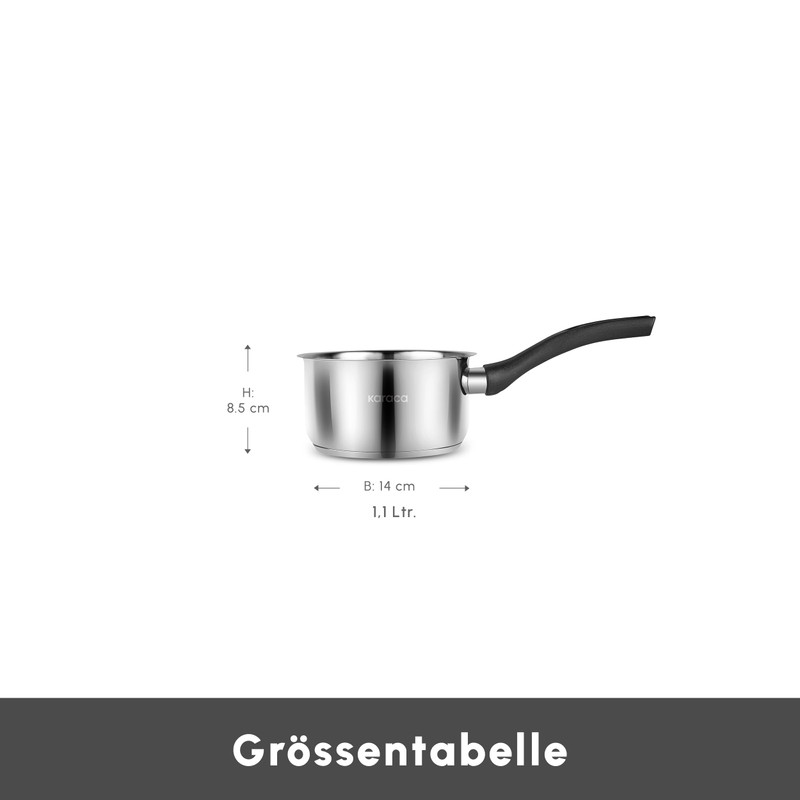 Karaca Gastro Milk Pan, 14 cm, Stainless Steel 304, Milk