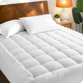 Bare Home Twin Size Mattress Cover with Breathable Cotton Top and Down Alternative Fill - Machine Washable
