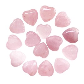 Neyisaa 0.6"(15mm) Mini Crystal Heart Worry Stone Set, Tumbled Polished Puffy Hearts Pocket Stone for Meditation Chakra Balancing Decoration 10Pcs, Rose Quartz