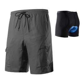 Santic Men's Loose-fit Mountain Bike Shorts Cycling Shorts Coolmax Lightweight Cycling MTB Shorts Boden Gray XL