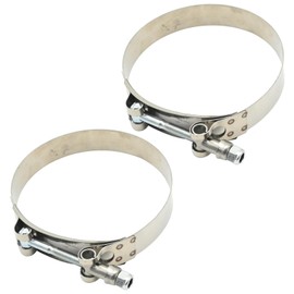 Zreneyfex 3.5Inch T-Bolt Hose Clamp, Stainless Steel Band Floating Bridge and Nylon Insert Locknut for Truck Exhaust Air Intake, Clamp Range 95mm-103mm Bolt (2Pcs)
