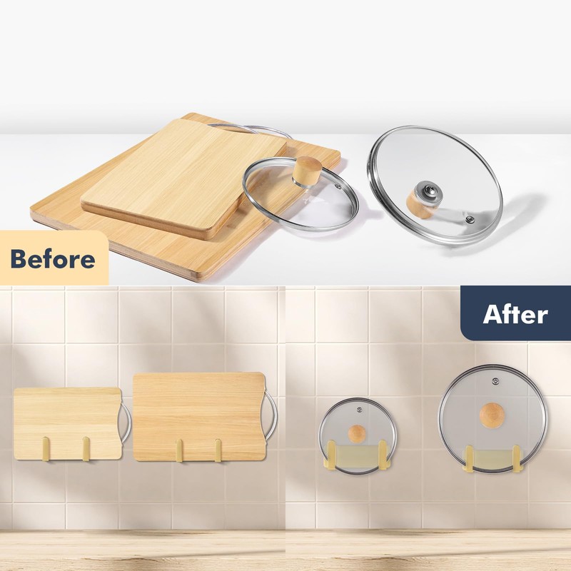 YOUGRIDDA Pot Lid Rack, Wall Mounted 304 Stainless Steel Pan
