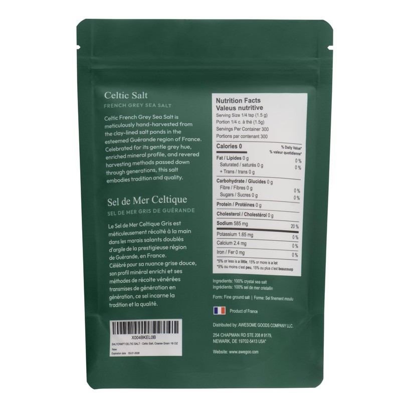 SALTCRAFT CELTIC SALT - Celtic Salt, Coarse Grain Crystals, Low
