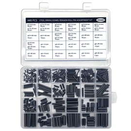 440 Pcs Slotted Spring Pin, Roll Pins, Assortment Set Steel, Steel Roll Pins, Metal Hollow Spring Pins, Removable and Reusable Roll Pin Or Spring Pin(33 Different Models) Black