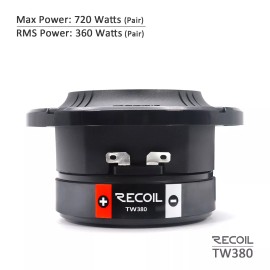 Recoil TW380 Bullet Super Tweeters 1.5 inch Kapton Voice Coil 4 Ohms, 360W Pair