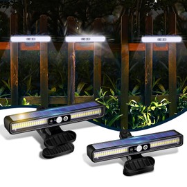 Clip On Solar Motion Lights Outdoor Waterproof, Solar Fence Lights Outdoor with 3 Lighting Modes,36 LED Portable Security Light for Fence,Gutter,Backyard,Garage,Camping (2 Pack)