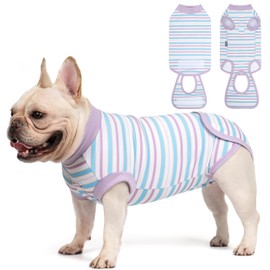 cyeollo Recovery Suit for Dogs Surgery Suit Female Spay Soft Pet Onesie Bodysuit Male Dog Neuter, Small Medium Large Dogs Surgical Recovery Shirt, Striped, M