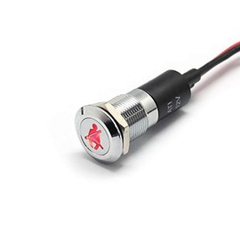 Alpinetech PL12MS 12mm 1/2" 12V LED Metal Signal Indicator Pilot Dash Light (Seat Belt Warning)