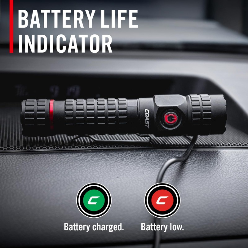 COAST PX200R 2000 Lumen Rechargeable LED Flashlight, TWIST FOCUS, USB-C,