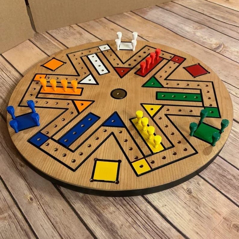 Fast Track Game Wood 35.5cm Diameter Family Board Game Brown