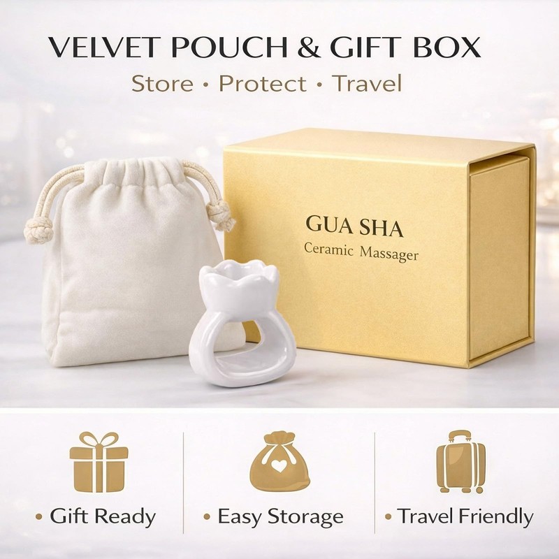 Ceramic Gua Sha Facial Tools, Ergonomic Grip Gua Sha Ring