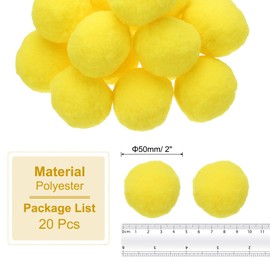 PATIKIL 2inch Pom Poms for Crafts, 20pcs Large Pompoms for Crafts Puff Balls Bulk High Elasticity Fuzzy Balls for Hats Christmas Art DIY, Yellow