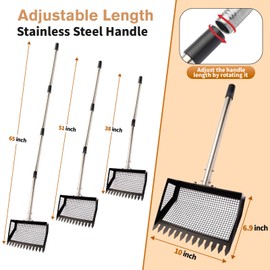 LAWNHOUS Chicken Poop Scooper, 2-in-1 Chicken Coop Scoop Rack with Duable Stainless Steel Handle, Sand Shifting Shovel Metal Coop Scoop, Pooer Scooper