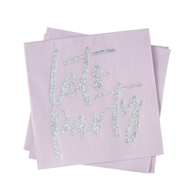 Ginger Ray Pink Iridescent Foiled Lets Party Birthday Party Napkins
