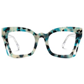 Zeelool Dayana ZJGA998707 - Marco de anteojos cuadradas clásico para hombres y mujeres con lente transparente sin receta, Zjga998707-03 Tortuga azul, M