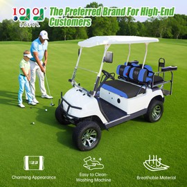 10L0L Golf Cart Front Rear Seat Covers for Yamaha G2 G8 G9 G11 G14 G16 G20 G19 G21 G22, Club Car DS Pre-2000, Tomberlin Emerge, EZGO Marathon, 3D Air Mesh Polyester Fabric Breathable Washable -Blue