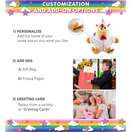 DolliBu Yellow Rooster Unicorn Plush Stuffed Animal Toy - Super Soft Roostercorn Dress Up with Removable Plush Unicorn Outfit, Cute Fantasy Farm Life Gift – 10.5 Inches