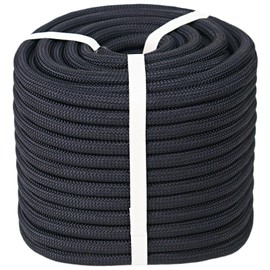 CRAYZA Double Braided Polyester Rope (1/2 in x 100 ft) Strong Arborist Rigging Rope 48 Strands for Tree Work Climbing Pulling Sailing, Black