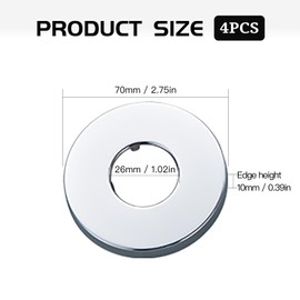 Hugwish Rosettes for Shower Fittings 3/4 Inch 27 mm x 70 mm x 10 mm in Height 4 Pieces, Rosette Tap Inner Tap Diameter 26 mm, Rosette for Taps Shower Fittings, Rosette for Tap