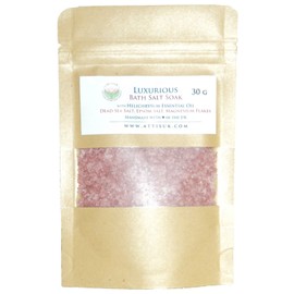 ATTIS Luxurious Bath Salt Soak with Helichrysum Essential Oil, Dead Sea Salt, Magnesium Flakes, Epsom Salt | Vegan | Hand made | Relaxing | Refreshing | Calming | (30g)
