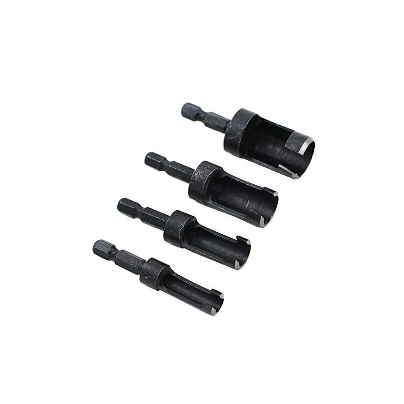 4Pcs Wood Plug Hole Cutter Bit Set Kit Dowel Plug