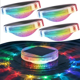SIEDiNLAR Solar Floating Pool Lights with Remote, 12 Modes RGB Color Changing Solar Powered Pool Lights, Waterproof Floating Lights for Swimming Pool, Pond, Fountain, Backyard & Party Decor (4 Pack)