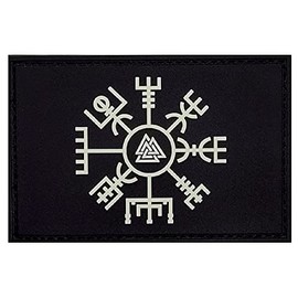 Viking Vegvisir Rune Valknut Morale Patch [3.0 X 2.0 inch -PVC Rubber- Glow in Dark-R5]