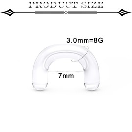 Ovxznts Clear Septum Retainer 8G Clear Septum Rings Acrylic Plastic U-Shape Septum Rings Piercing Retainer for Work Sports Surgery