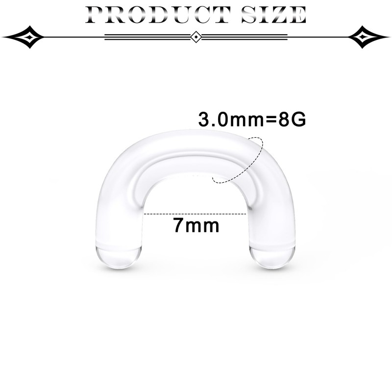 Ovxznts Clear Septum Retainer 8G Clear Septum Rings Acrylic Plastic