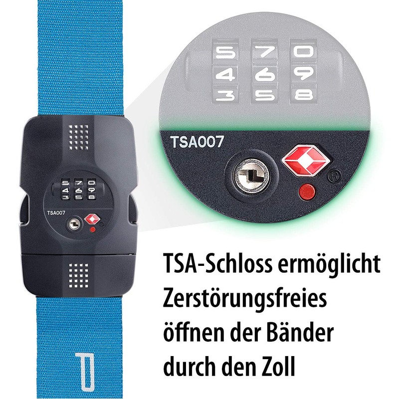 PEARL CROSS STRAPS: TSA Certified Suitcase Strap with Combination Lock