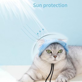 Pet Hat with Ear Holes Sunscreen Cap, Dogs Summer Dog Cap for Birthday Party Decoration Outdoor Hiking (Blue, Large)