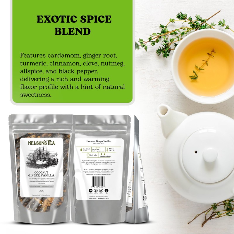 Nelson's Tea - Coconut Ginger Vanilla - Oolong tea, pu'erh