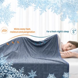 WOLTU Arc-Chill Q-Max 2-in-1 Summer Blanket > 0.45 Double-Sided Blanket for Summer Self-Cooling Sweat-Wicking and Breathable Lightweight Duvet Travel Blanket 100 x 120 cm, Blue