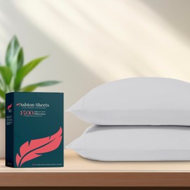 Ashton Sheets 100% Egyptian Cotton Pillow Cases King Size Set of 2-1500 Thread Count Sateen Weave Light Grey Pillow Covers, Silky Soft, Breathable & Cooling Pillowcases, Fits King Size Pillows