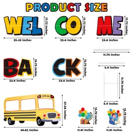 Vivantia Extra Large Back to School Yard Signs with Stakes Welcome Back to School Decoration School Bus Photo Props First Day of School Lawn Cards Outdoor Garden Party Decorations, 8 Pieces